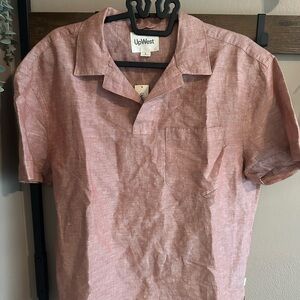 UpWest Men's Short-Sleeve linen/Cotton Camp Collar Shirt - Rose